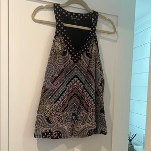 INC International Concepts Asymmetrical Graphic Tank Top in Black and Pink